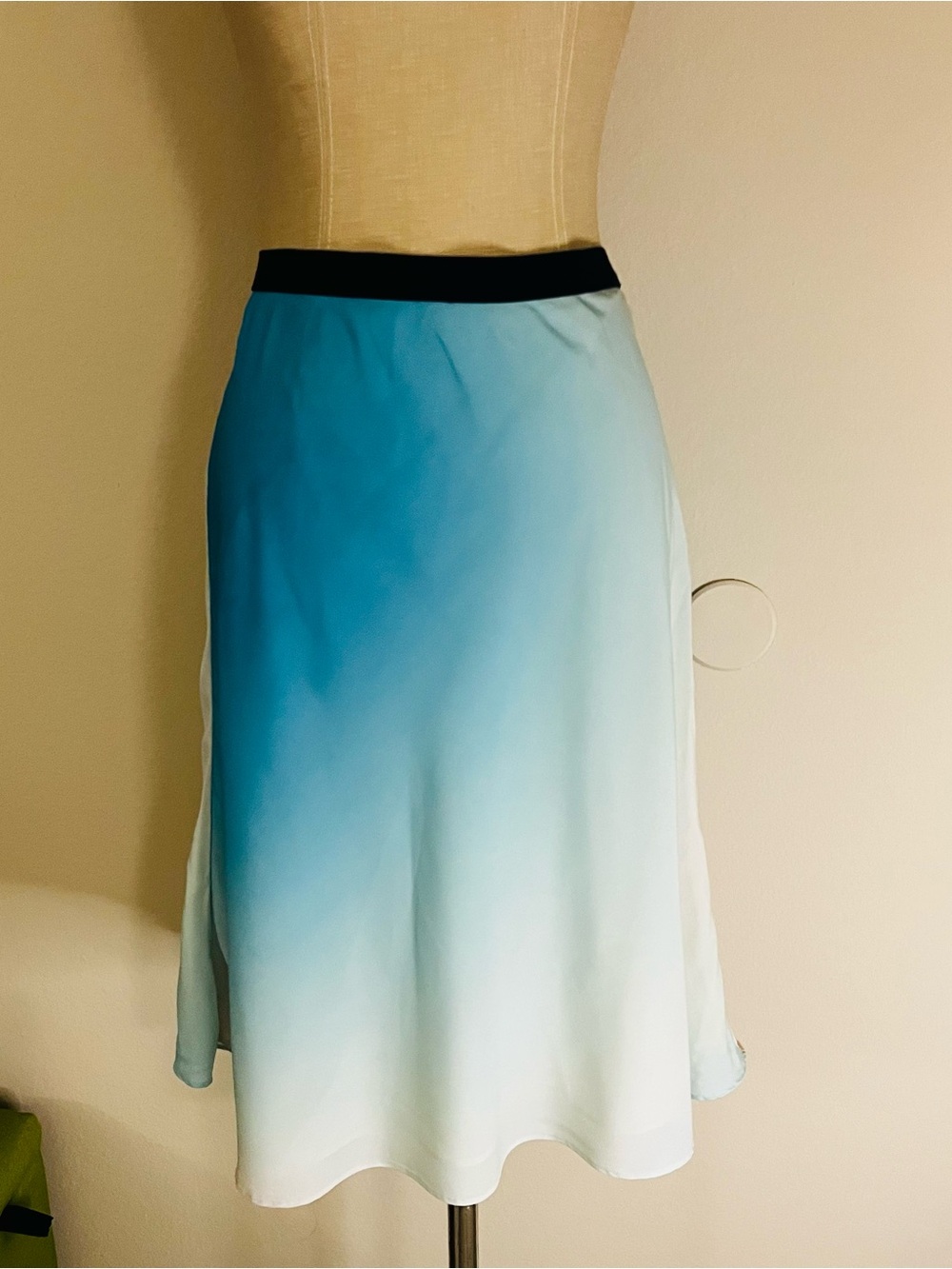 crosby. Blue Ombre Midi Skirt with Black Waistband